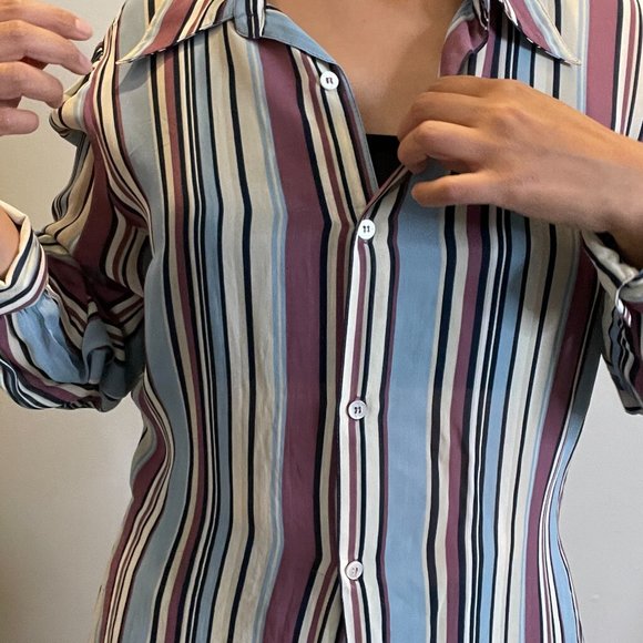 Vintage Blouse with Multicolour Striped  -8- - Picture 6 of 6